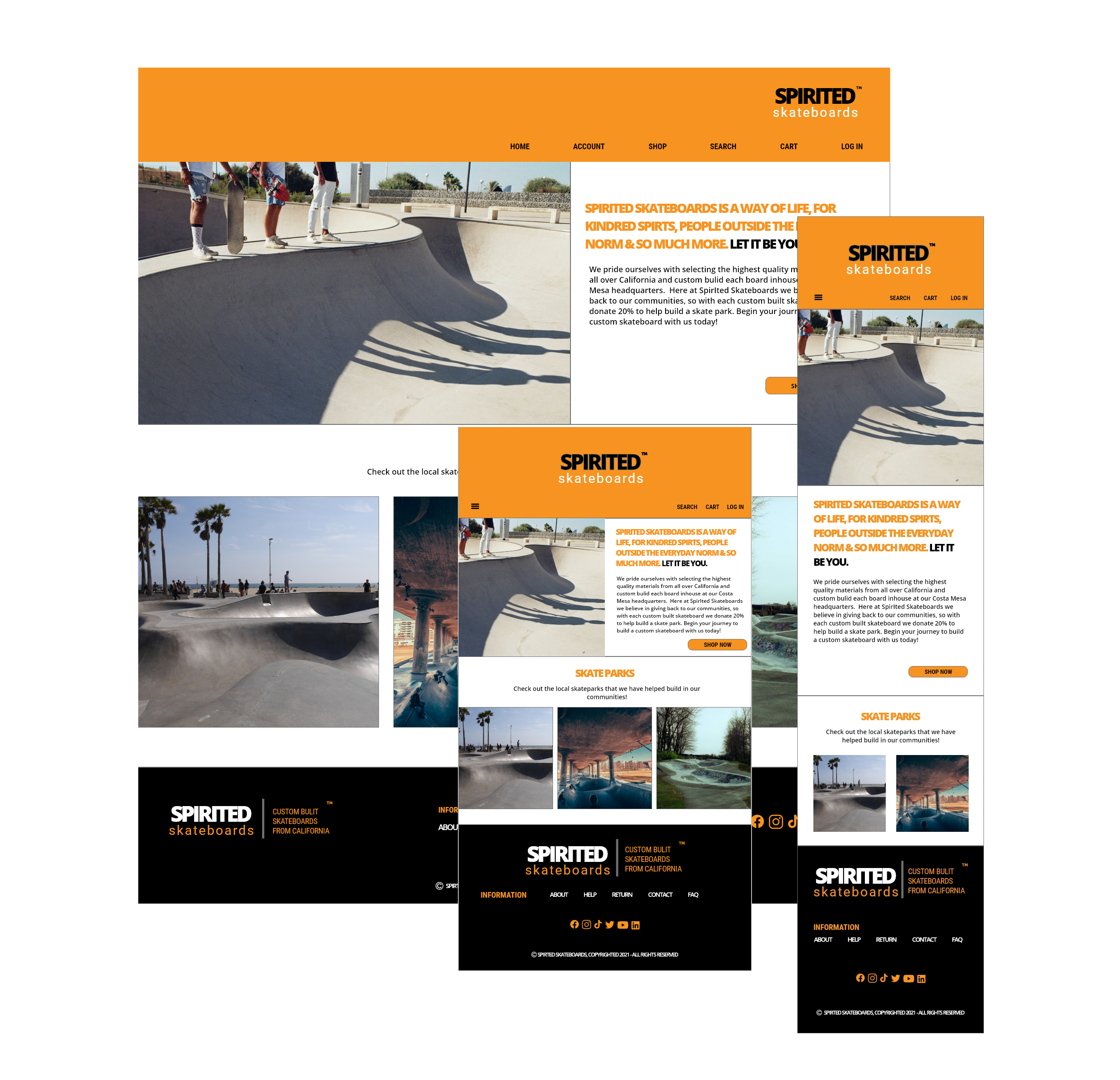 spirited skateboards web design